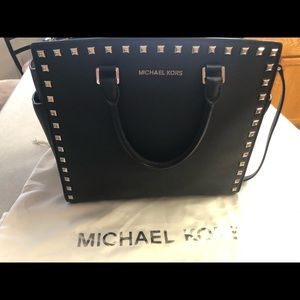 Micheal Kors large black studded tote w/ dust bag